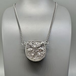 Purse Locket Pendant Necklace Watch Womens 21mm Silver Tone New Battery